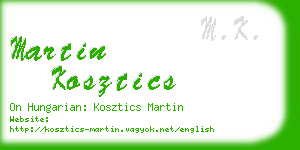 martin kosztics business card